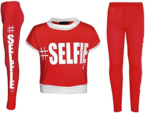 Ensemble Fille A2Z #Selfie T-Shirt + Legging - Manches Courtes/Longues, Tailles 5-13 Ans, Multicolor