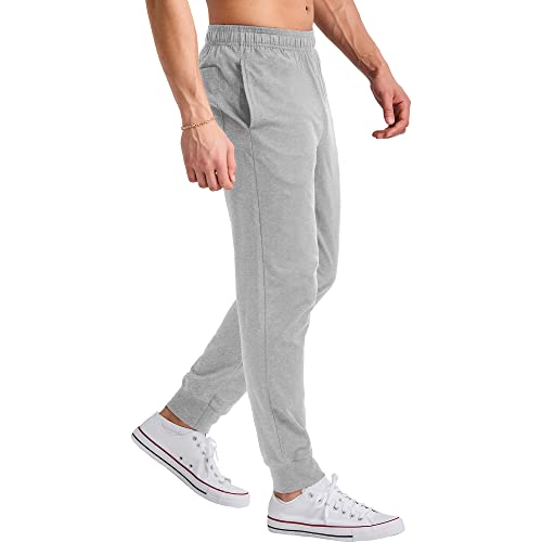 Hanes Originals Cotton Joggers, Jersey Sweatpants For Men With Pockets, 30" Inseam, Light Steel #TOP3