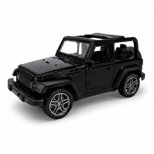 Image of Braintastic Model Diecast Car Toy Vehicle Pull Back Friction with Openable Doors Light & Music Toys for Kids Age 3+ Years (Thar Jeep Small Black)