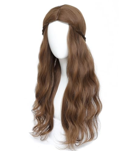 Adequate Long Wavy Wigs for Women Blonde Hipple Princess Wig Suitable for Dally. Cosplay Halloween and Masquerade Parties (Yellowish brown)