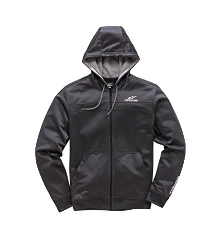Alpinestars Men's Full Zip Hooded Sweatshirt Modern Fit 240 GSM Motorsports Poly Fleece, Freeride Black, M