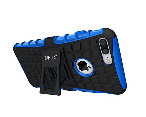 iPhone 8 Plus Stand Case, iPhone 7 Plus Stand Case, HLCT Rugged Shock Proof Dual-Layer Case with Built-in Kickstand (Blue) - Thumbnail 3