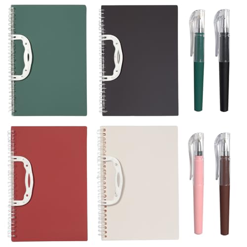 4 Stück Spirale Notizbuch Klein, A6 Mini Notizblock mit Stift, Pocket Notebook Spiralbindung Notebook Kleine 65 Blatt für Reisen,Schule,Arbeit