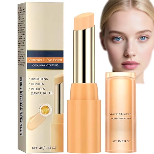 Hydrating Vitamin C Eye Cream Stick for Dark Circles & Puffy Eyes - Anti-Aging Eye Balm Stick for Women/Men - Cooling -Boosting Under Eye Cream Skincare