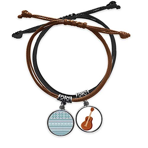 Pulsera cuero guitarra con patrón nórdico hexagonal de rombos