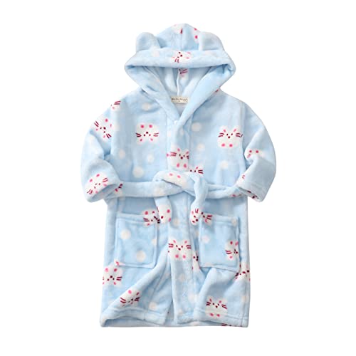 Toddler Kids Baby Boys Girl Robe Suit Cartoon Bathrobes Hooded Warm Flannel Night-Robe Sleepwear Boy (Blue, 2-3 Years) #TOP21