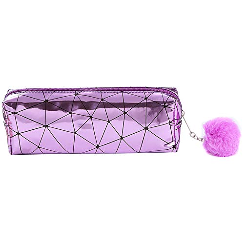 Eforstore Pencil Bag Stationery Bag Laser PU Color Pencil Pen Case Student Bag School Bag Cosmetic Bag Makeup Bag