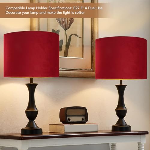 Oval Lamp Shade Oval Lamp Shade Fabric Simple E14 Lampshade Cloth Oval Lampshade Modern for Table Lamp Covering Cloth Lampshade for Desk Lamp (Burgundy) - Image 4