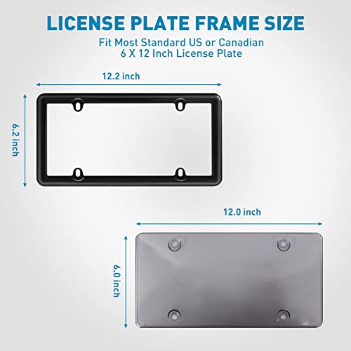2 Pack Car Clear Smoked License Plate Covers Frames Shield Combo,Tinted Unbreakable Licenses Plate Cover Fits All Standard Us Plates,Bubble Design Novelty License Plate Holder Frames With Screws. #TOP2