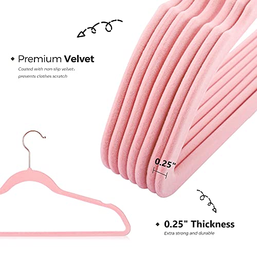 Cozymood Pink Velvet Hangers 60 Pack, Non-Slip, Durable Clothes, Space Saving Suit Hangers, No Shed, 360 Rotating Hook - Image 3