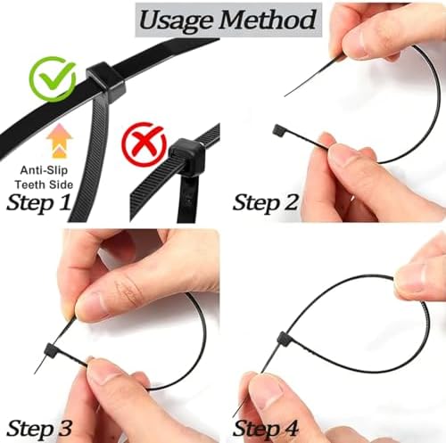 500PCS Zip Ties 4 inch, Durable Small Zip Ties with 18 lb Tensile Strength, Self-Locking Black Zip Ties for PC,Electronic,Wire Cable Ties - 3