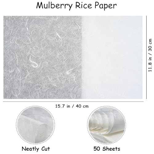 InnoStars White Mulberry Paper Sheets, 50 Sheets 11.8 x 15.7 inch Art Tissue Washi Paper, Origami, Crafts, DIY by InnoStars - Image 2