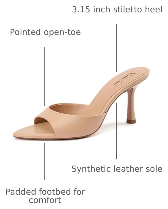 Image of Heel Mules for Women Pointed Open Toe High Heel Sandals