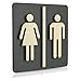 Produktbild WC Schild Nussbaum Dunkel Holz Toilettenschild Toilette Türschild Damen Herren Piktogramm (Anthrazit 14x14cm)