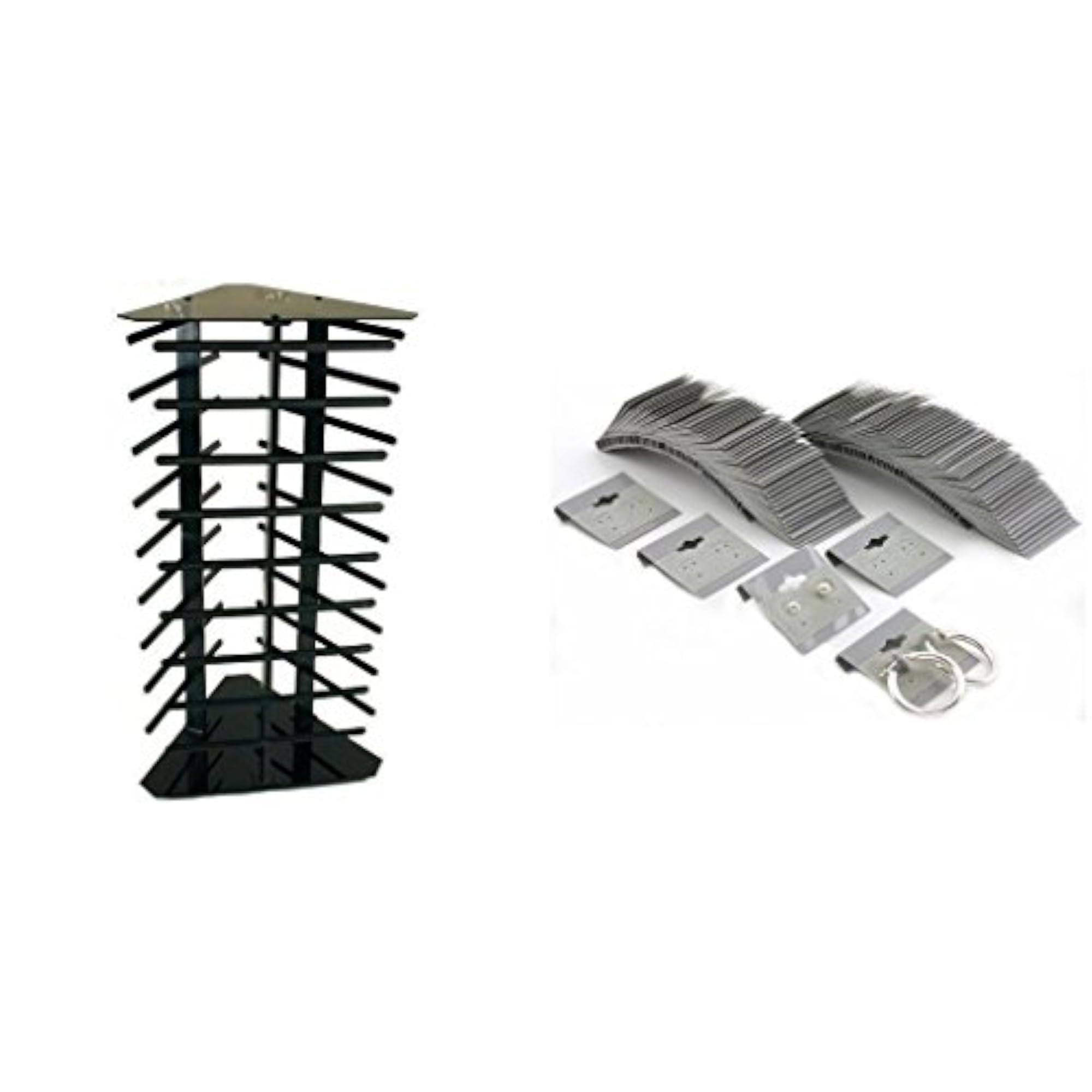 Black Acrylic Revolving Earring Display & Gray Flocked Earring Cards Kit 101 Pcs