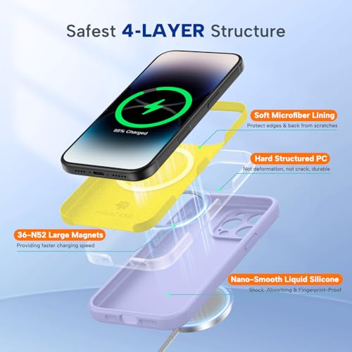 miracase Magnetic for iPhone 14 Pro Max Case, [Soft Anti-Scratch Microfiber Lining], Compatible with MagSafe, Silicone Shockproof Protection Phone Case for iPhone 14 Pro Max,Light Purple by Miracase - Image 4