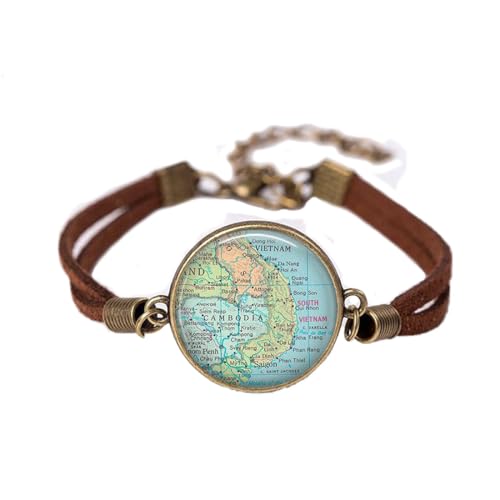 MERHOPL Cambodia map,Vietnam map Bangle,Vietnam Bangle,Cambodia map Bracelet Vietnam ,A0067