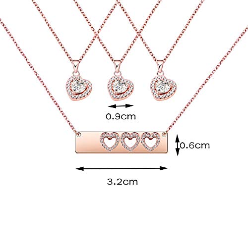 Aktap Daughter Gifts Mother Daughter Necklace Cubic Zirconia Love Pendant Necklace Mother's Day Gift (Mother And Three Daughters Necklace Set) #TOP3