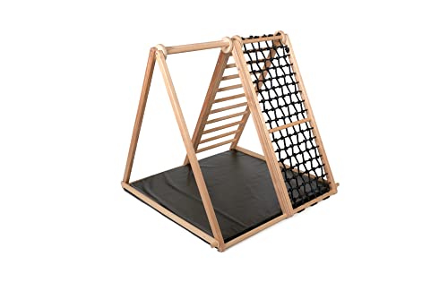KIDWOOD /Cliff - Struttura da arrampicata pieghevole con tappetino di sicurezza, colore nero, triangolo da arrampicata con asta di ginnastica, Black Edition, Made in EU, qualità austriaca