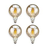  Popp® Bombillas E27 LED Vintage Edison G125 8W Equivalente a 75W Incandescente 2500K 950Lm ámbar Antigua Lampara Bulbo Filamento No Regulable AC 220-240V (Pack 4 unidad)