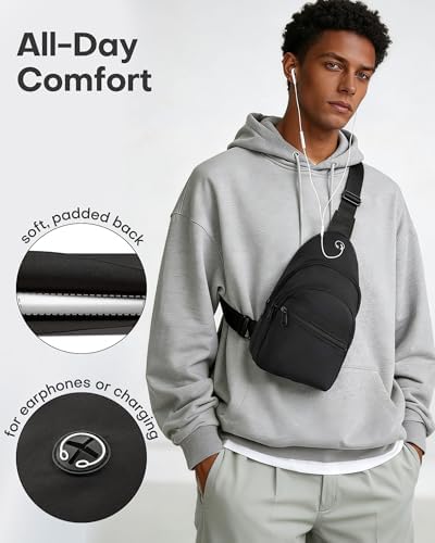 HOTOR Sling Bag - Crossbody Bag & Shoulder Bag for Women & Men with Adjustable Strap, for Travel and Camping Essentials - Black 6.7" x 3.2" x 11.4" - 3