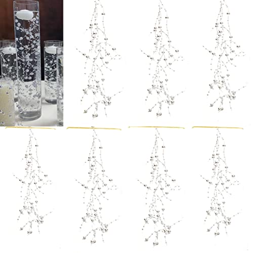 TeaSu 12pcs Pearl String for Wedding Centerpiece, Vase Filler and Decor for Floating Candles - Silver