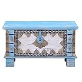 Orientalische Truhe Kiste aus Holz Ezgi 80cm groß in Antik | Vintage Sitzbank mit Aufbewahrung für den Flur | Aufbewahrungsbox mit Deckel im Bad | Betttruhe als Kissenbox oder Deko im Schlafzimmer - 5