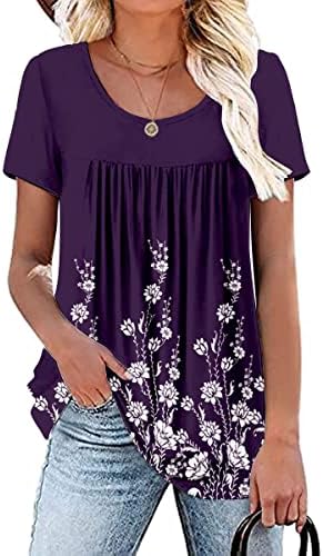 Womens Summer Plus Size Tops Blouses Short Sleeve Shirts Lace Pleated Tunic Tops XL