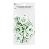 Darice Mint, Sweetwater Roses Floral Embellishment, 12 Pack