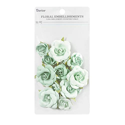 Darice Mint, Sweetwater Roses Floral Embellishment, 12 Pack #TOP18