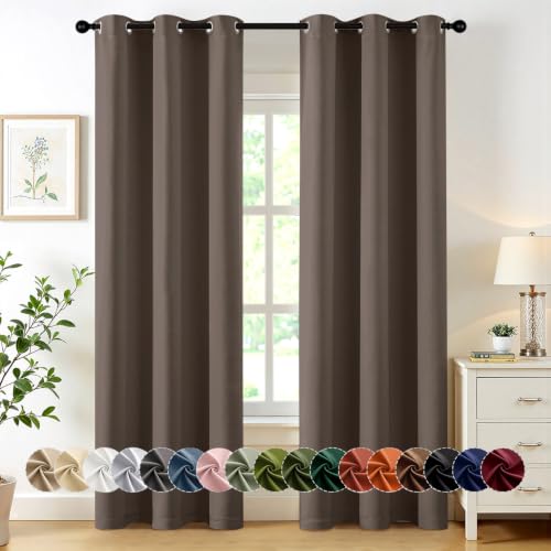 Image of MIULEE Blackout Curtains for Bedroom 2 Panels 40 x 72 Inch Long Tan Brown | Thermal Insulated, Living Room Darkening Grommet Drapes, Noise Reducing, Light Blocking Window Treatments