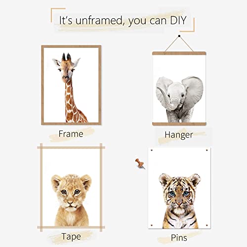 Set Of 6 Baby Safari Nursery Wall Decor - Picture Cute Animal Wall Prints On Canvas, Under 20 Dollars Gifts For Baby Boys And Girls Room, Unframed Wall Art(8 X 10 Inch) #TOP1