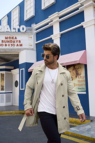 Aoysky Mens Trench Coat Slim Fit Notched Lapel Double Breasted Windbreaker Fall Lightweight Long Jacket With Belt… #TOP3