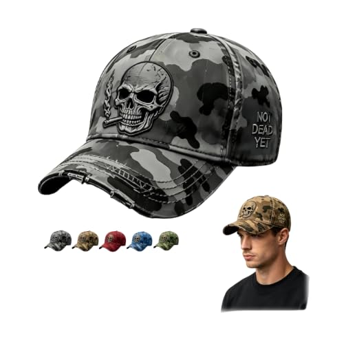 Image of Retro Skull Baseball Cap, 3D Patch Camo Dad Hat for Men and Women,B