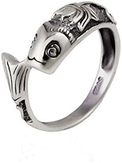 Jade Angel Vintage Sterling Silver Mermaid Band Ring (6.5)