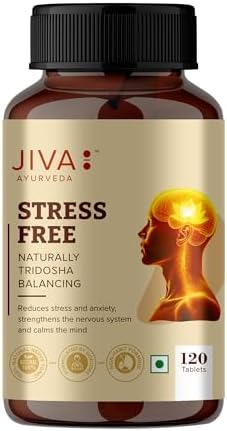 Jiva Ayurvedic Stress Free Tablets (120 Tablets) | Ashwagandha, Brahmi & Shankhpushpi | Anxiety & Stress Relief | Deep Sleep & Calm Mind | Strengthens Nervous System | Non-Habit Forming - Pack of 1
