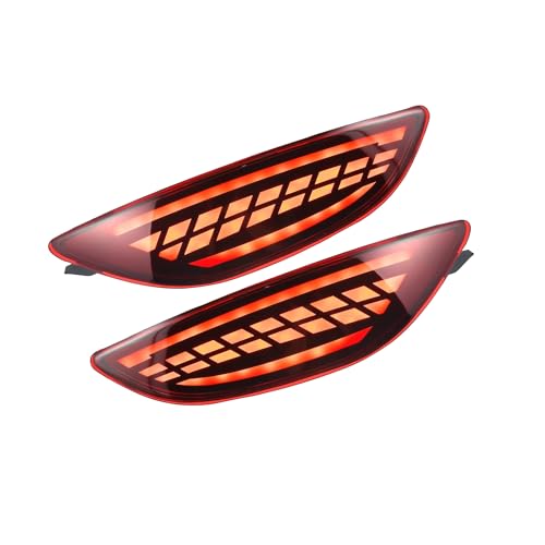 Partuto Rear Bumper Reflector LED Fog Brake Tail Turn Signal Light 924061R200 Red Yellow for Hyundai Accent 2012-2017 Red Smoked Lens (Set of 2) Replacement