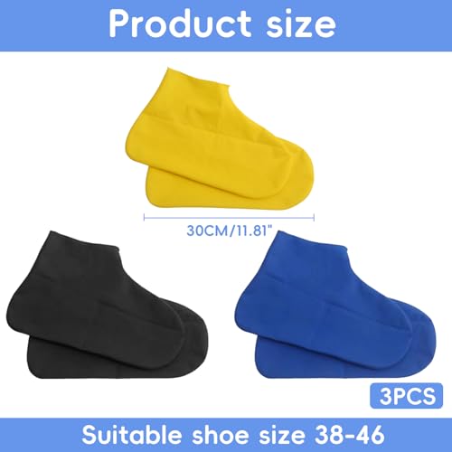3 Paar Schuhüberzieher Mehrweg,Rutschfeste Überzieher Schuhe Regen,Schuhüberzieher Wasserdicht Silikon,Regenschutz Schuhe,Wasserdichte Schuhüberzug für Outdoor Wüstenstrände, Schlammige Straß usw