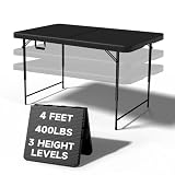 Ortus Collective 4-Foot Folding Table, 3-Position Adjustable Height, Heavy Duty...
