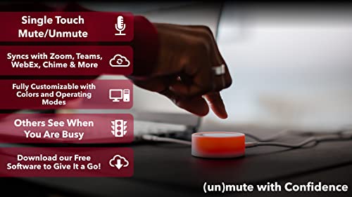 Muteme - Illuminated Physical Mute Button For Zoom, Teams, Webex & More (As Seen On Shark Tank)! Mac/Pc Compatible. Usb Cord & Adapter Included. Free Software Download Required. #TOP2