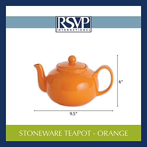 Rsvp Large Stoneware Chai Teapot -Microwave & Dishwasher Safe - 42 Oz - Orange #TOP5