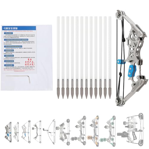 surwolf Short-Axis Compound Bow, Premium Material Compact Lightweight Training Bow for Beginner Daily Practice and Outdoor Target Shooting (Style 3 Bow + 12 Arrows (Small Size))