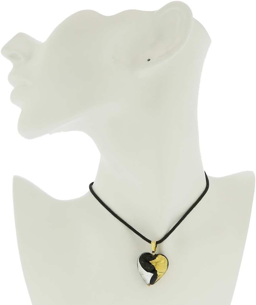 Glass Of Venice Murano Glass Heart Pendant - Gold and Silver