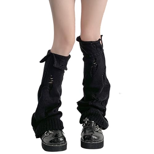 SherryDC Womens Y2k Knit Leg Warmers Harajuku Japanese Long Boot Socks Kawaii Lolita Winter Leg Cover