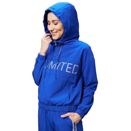 Image of Globus Women Black Typography Print Long Sleeves Hooded Bomber Jacket-3640090001