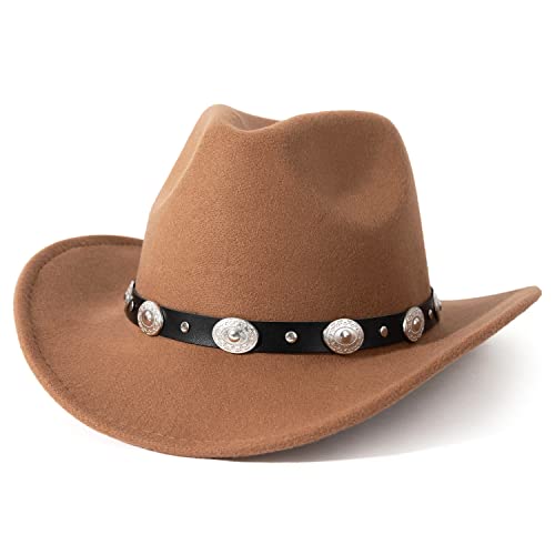 Lisianthus Men & Women's Felt Wide Brim Western Cowboy Hat Khaki #TOP21