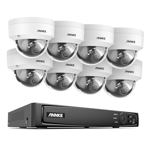 ANNKE Set di telecamere di sorveglianza 4K, 8 X 8 MP PoE IP telecamera di sorveglianza con riconoscimento personale e riconoscimento del veicolo, 8 CH PoE NVR per videosorveglianza 24/7, visione