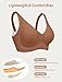 OEAK Womens Comfortable Jelly Bras Deep V Bra No Underwire Seamless Full Coverage Bralettes Raceback Tshirt Supportive Bras Coffee,2XL