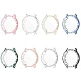 HXFRTYU 8 Pack Bling Case for Garmin Venu 3 45MM Screen Protector, Glitter Diamond Protective Cover Shining Rhinestone TPU Bumper with Tempered Glass Film for Women