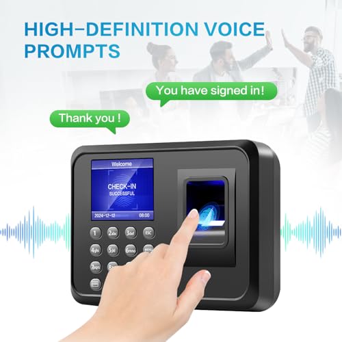 Fingerprints Time Clocks for Employees Small Business, Deduct Lunch Time & Calculate Working Hours Time Clocks Supporting Multiple Shift Schedules, 0 Monthly Fees No Need WiFi Standalone Time Clock - Thumbnail 4